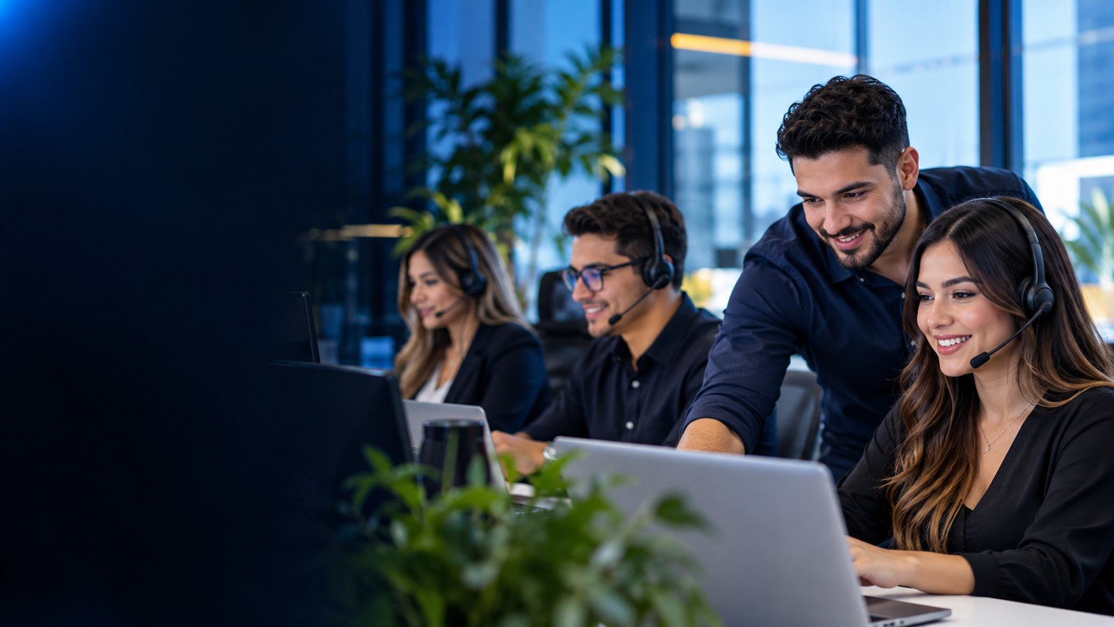 Customer support professionals working together